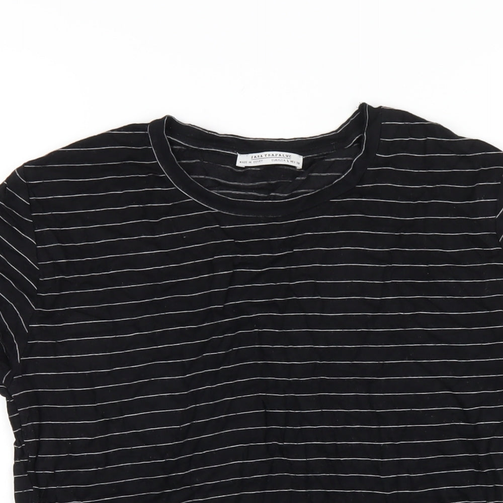 Womens UK Size L Zara Black Basic T-Shirt