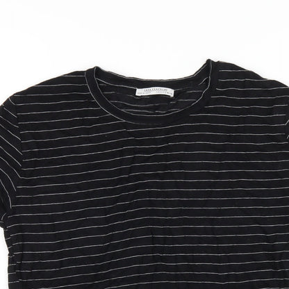 Womens UK Size L Zara Black Basic T-Shirt