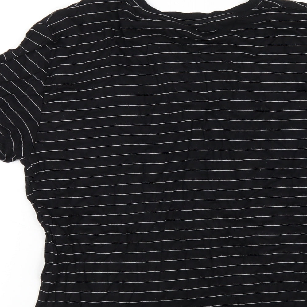 Womens UK Size L Zara Black Basic T-Shirt