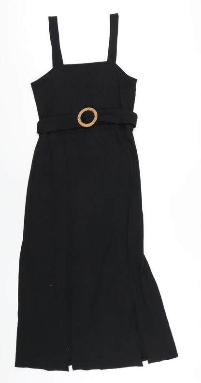 Topshop Womens Black Polyester A-Line Size 12 Square Neck Pullover