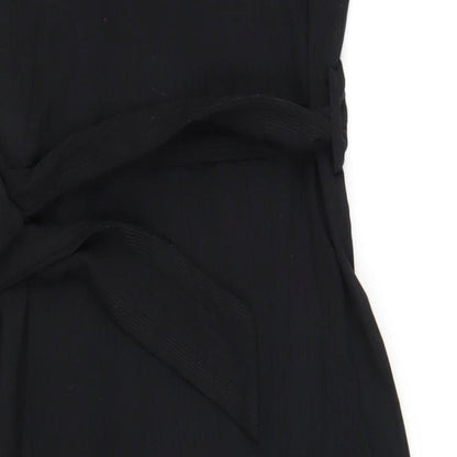 Topshop Womens Black Polyester A-Line Size 12 Square Neck Pullover