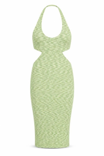 H&M Womens Green Polyester Bodycon Size M Halter Pullover - Cut Out