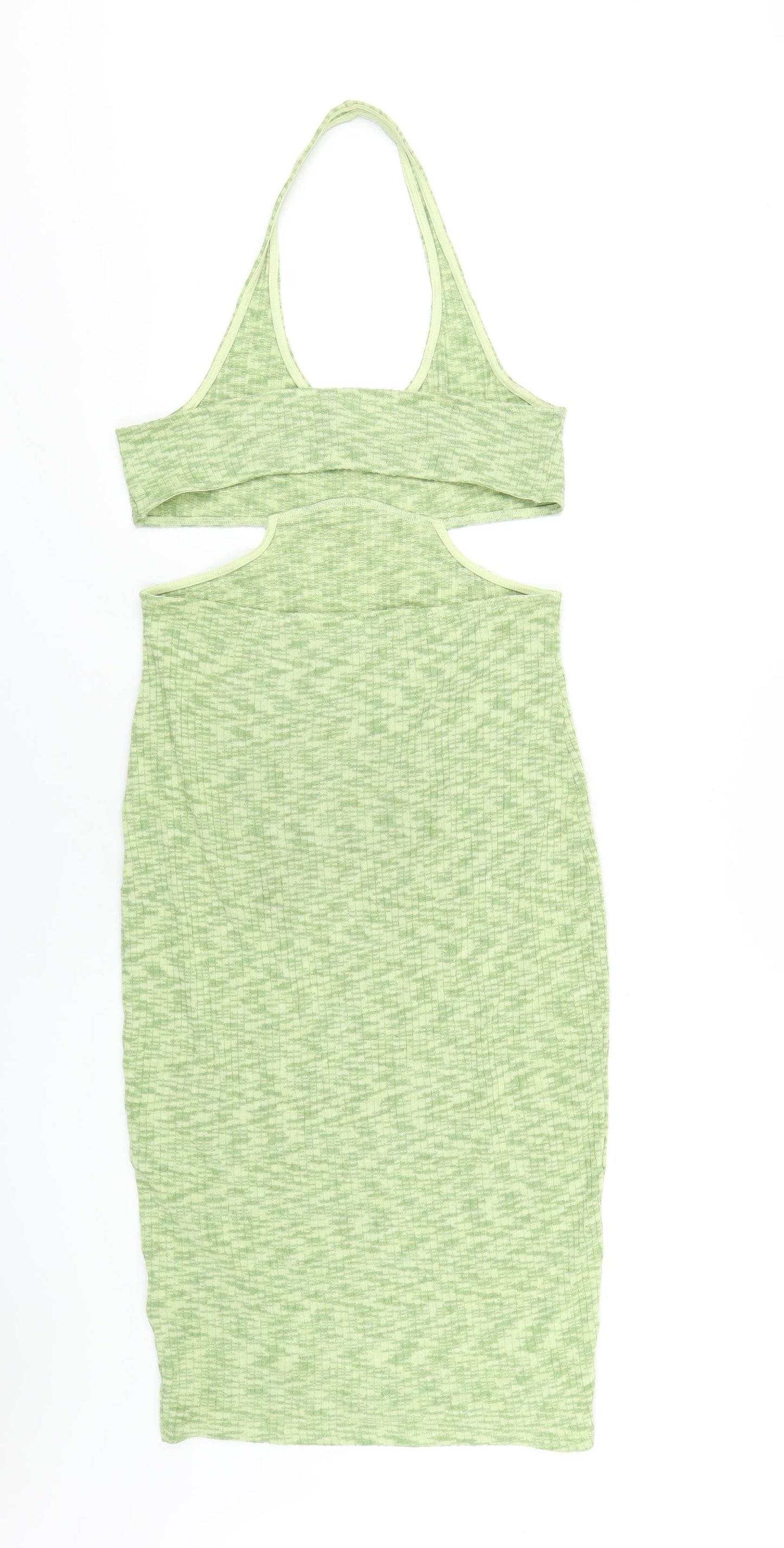 H&M Womens Green Polyester Bodycon Size M Halter Pullover - Cut Out