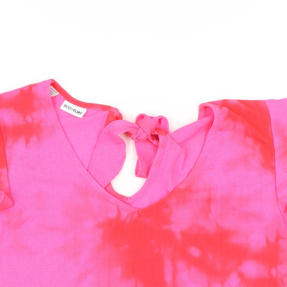 Womens UK Size 6 Body Flirt Pink Basic T-Shirt