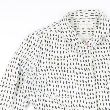 Chinti and Parker Womens White Geometric Cotton Shirt Dress Size S Collared Button