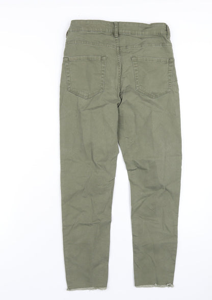 New Look Womens Green Cotton Skinny Jeans Size 10 L25 in Regular Zip