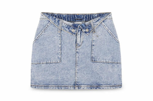 Social Tourist Womens Blue Cotton A-Line Skirt Size S Zip
