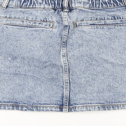 Social Tourist Womens Blue Cotton A-Line Skirt Size S Zip
