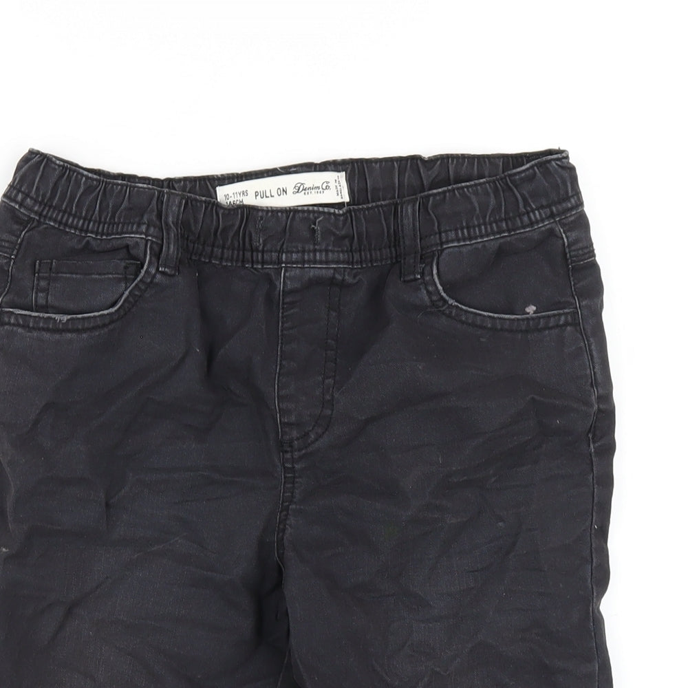 Denim & Co. Boys Black Cotton Straight Jeans Size 10-11 Years Regular Pullover