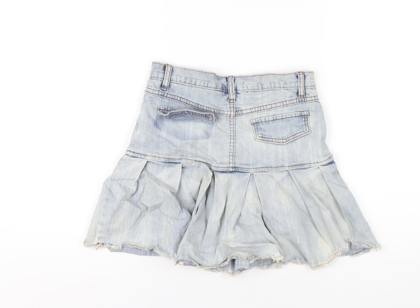 Loveheynew Womens Blue Cotton A-Line Skirt Size 26 in Zip