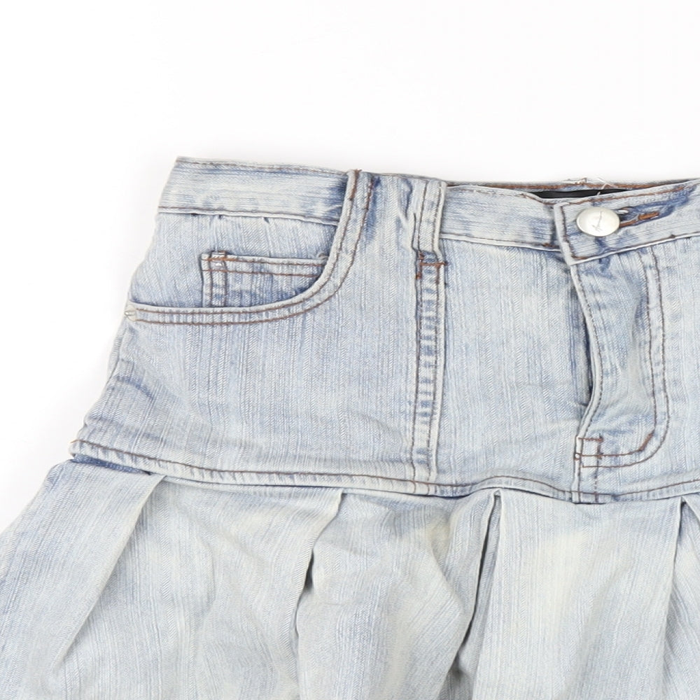 Loveheynew Womens Blue Cotton A-Line Skirt Size 26 in Zip