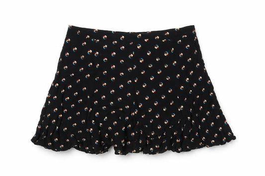 Front view of Cooperative women’s black geometric viscose a-line skirt, size M, zip