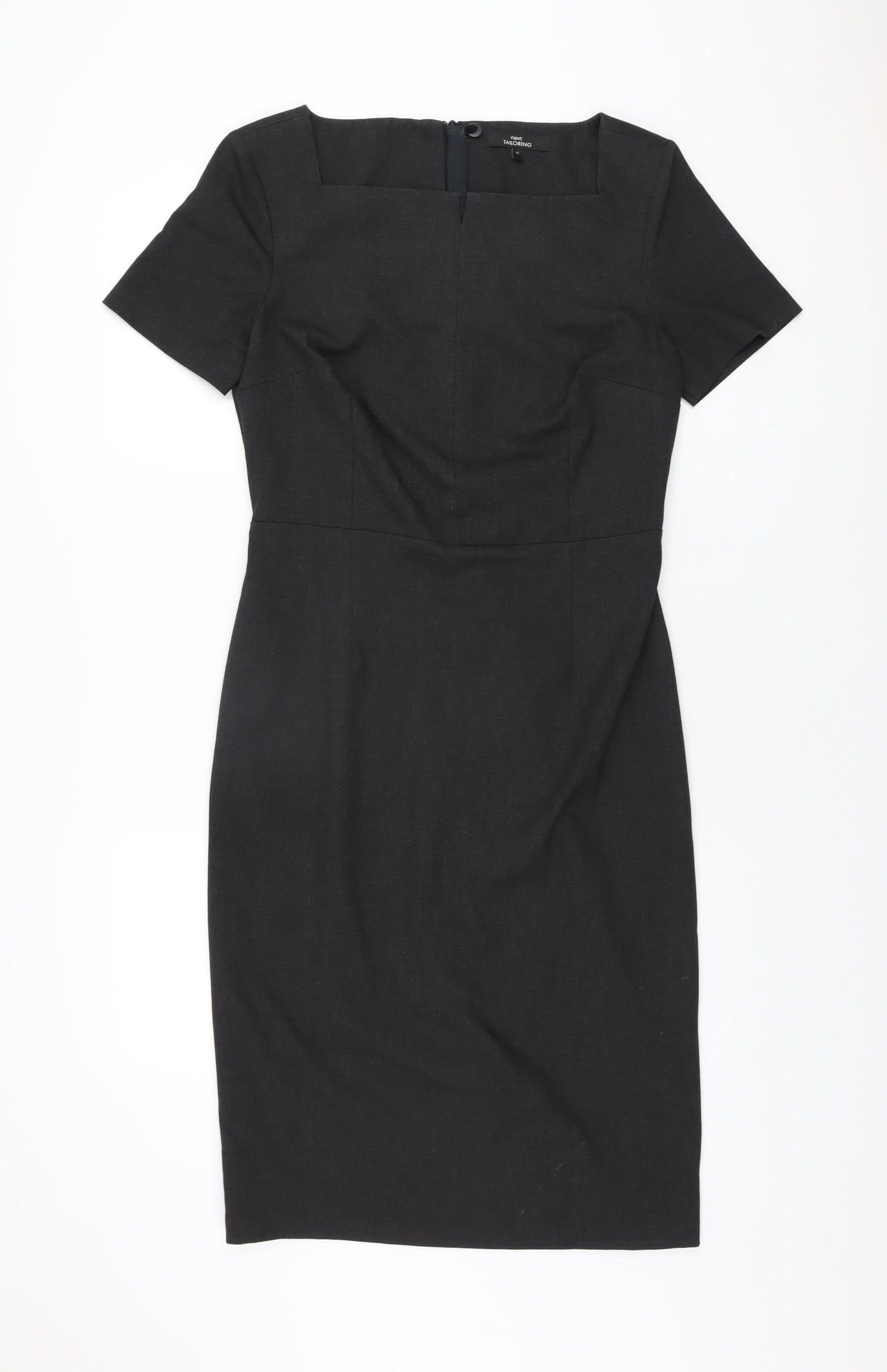 NEXT Womens Grey Polyester Bodycon Size 12 Square Neck Zip