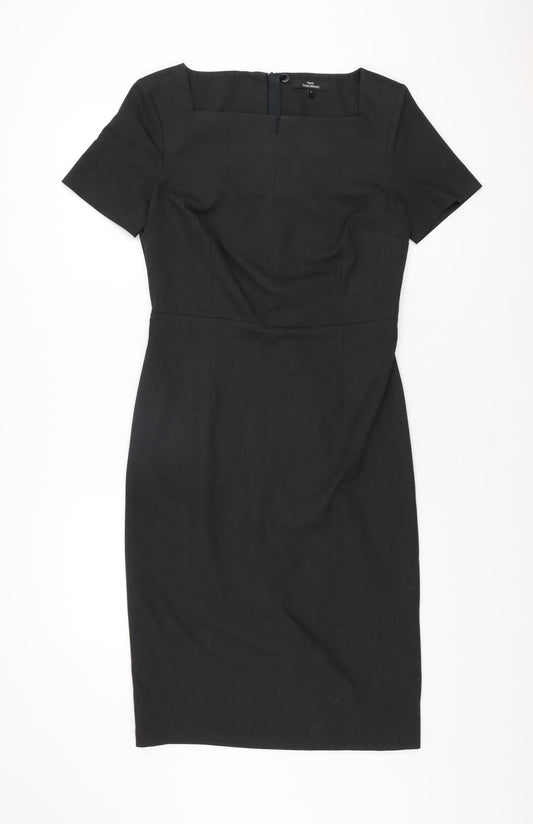 NEXT Womens Grey Polyester Bodycon Size 12 Square Neck Zip