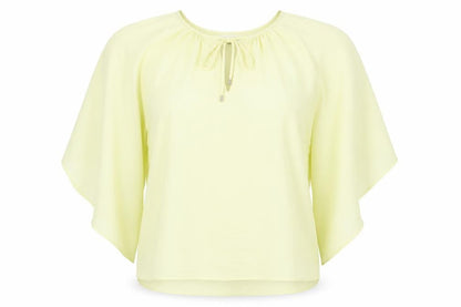 Julien Macdonald Womens Yellow Polyester Basic Blouse Size 12 Round Neck
