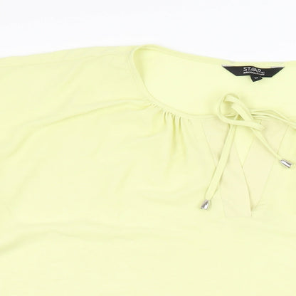 Julien Macdonald Womens Yellow Polyester Basic Blouse Size 12 Round Neck