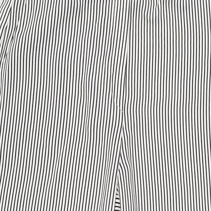 Mango Womens White Striped Polyester Trousers Size 16 L27 in Regular Zip