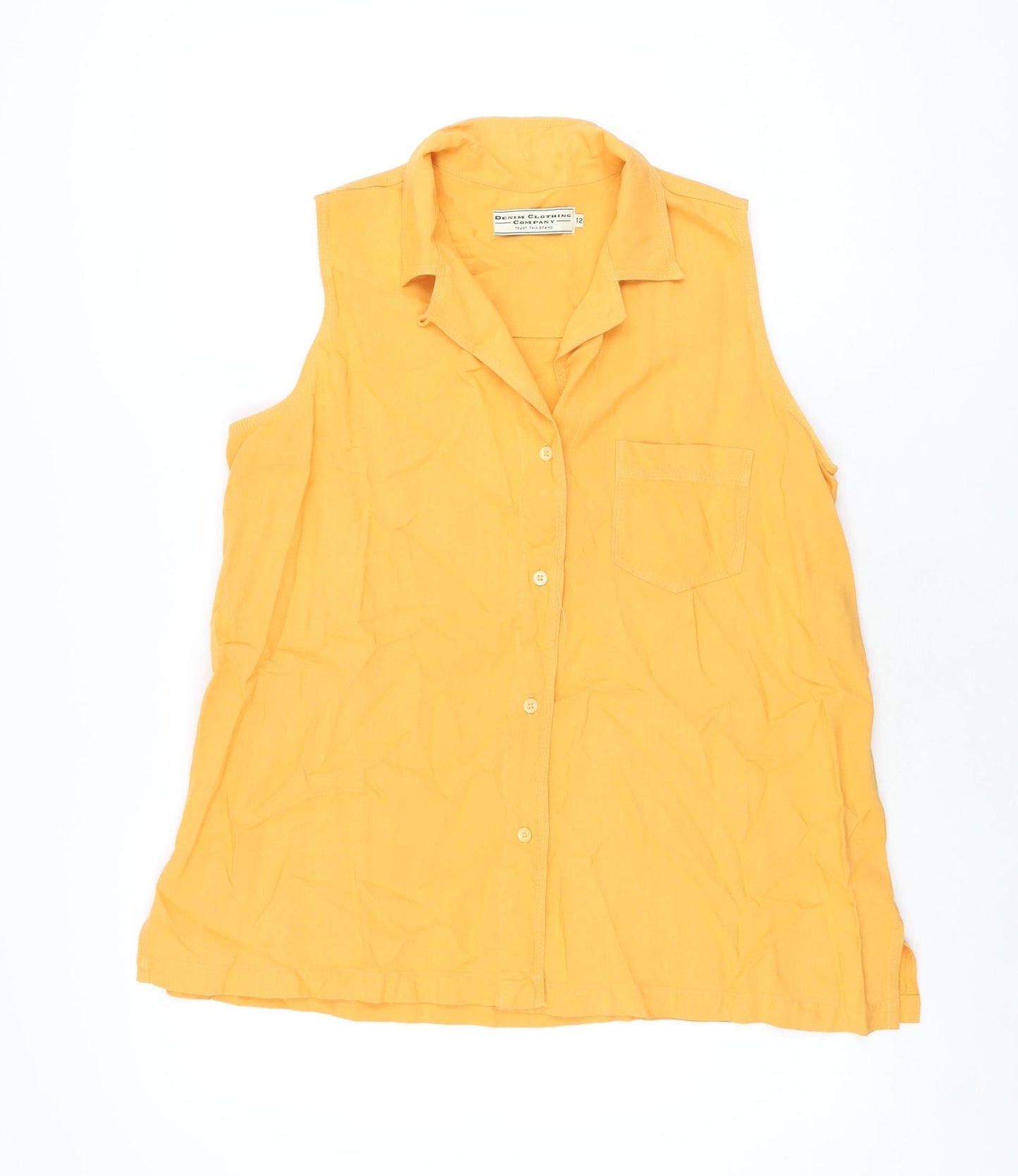 Denim Clothing Company Womens Orange Viscose Basic Button-Up Size 12 Collared