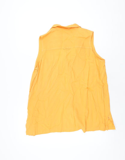 Denim Clothing Company Womens Orange Viscose Basic Button-Up Size 12 Collared