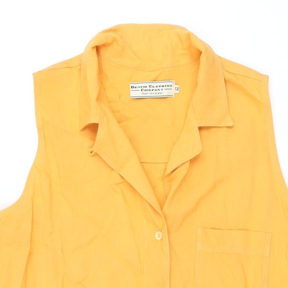 Denim Clothing Company Womens Orange Viscose Basic Button-Up Size 12 Collared