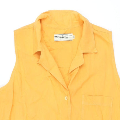 Denim Clothing Company Womens Orange Viscose Basic Button-Up Size 12 Collared