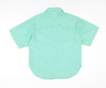Littlewoods Womens Green Polyester Basic Button-Up Size 12 Collared