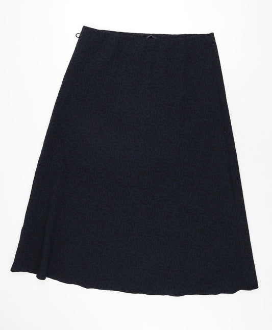 Marks and Spencer Womens Blue Geometric Polyester Swing Skirt Size 16