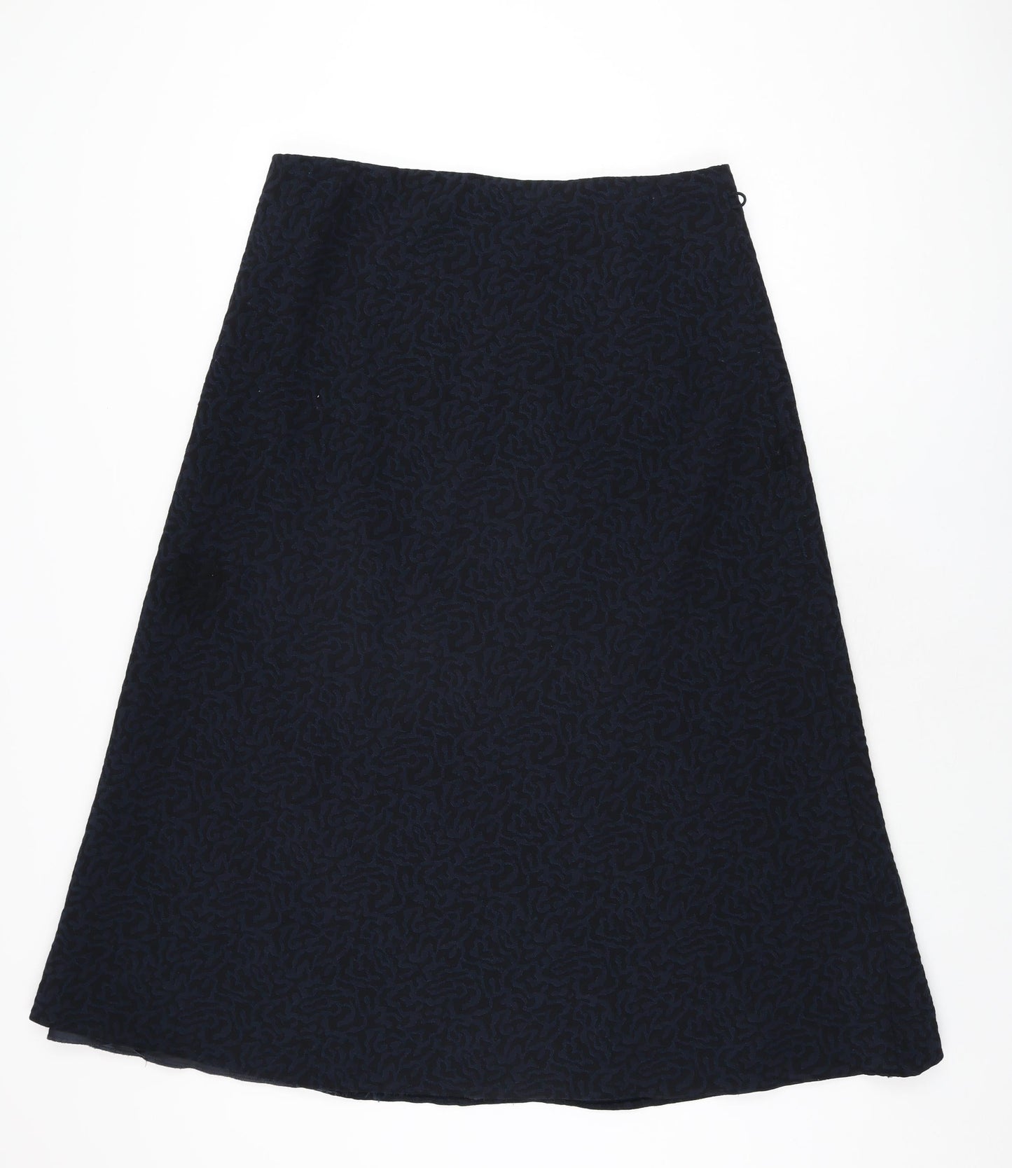 Marks and Spencer Womens Blue Geometric Polyester Swing Skirt Size 16