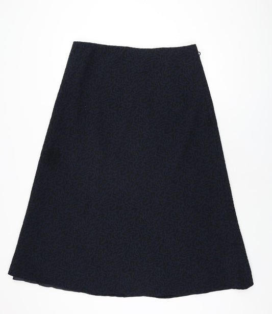 Marks and Spencer Womens Blue Geometric Polyester Swing Skirt Size 16