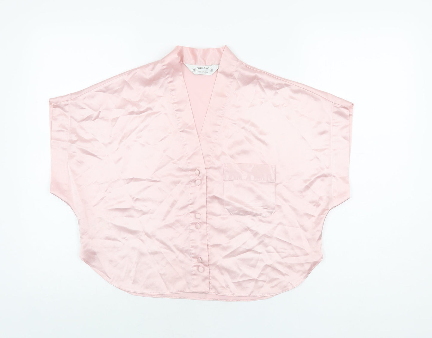 Womens UK Size 10 St Michael Pink Basic Button-Up