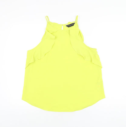 Dorothy Perkins Womens Yellow Polyester Basic T-Shirt Size 14 Round Neck