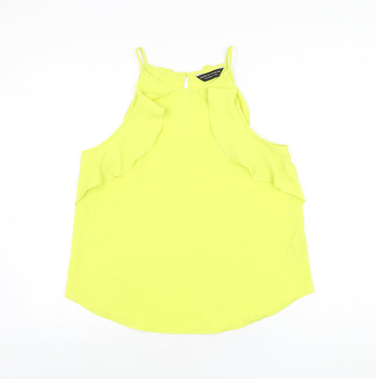 Dorothy Perkins Womens Yellow Polyester Basic T-Shirt Size 14 Round Neck