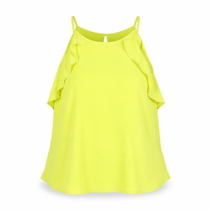 Dorothy Perkins Womens Yellow Polyester Basic T-Shirt Size 14 Round Neck