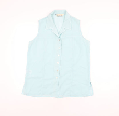 Womens UK Size 14 Isabelle Blue Basic Button-Up