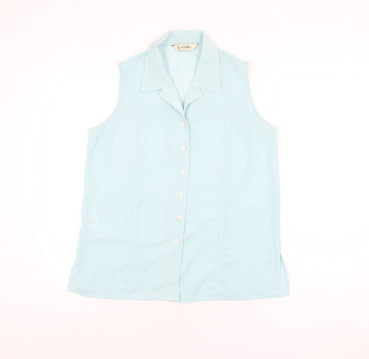 Womens UK Size 14 Isabelle Blue Basic Button-Up