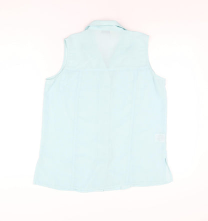Womens UK Size 14 Isabelle Blue Basic Button-Up
