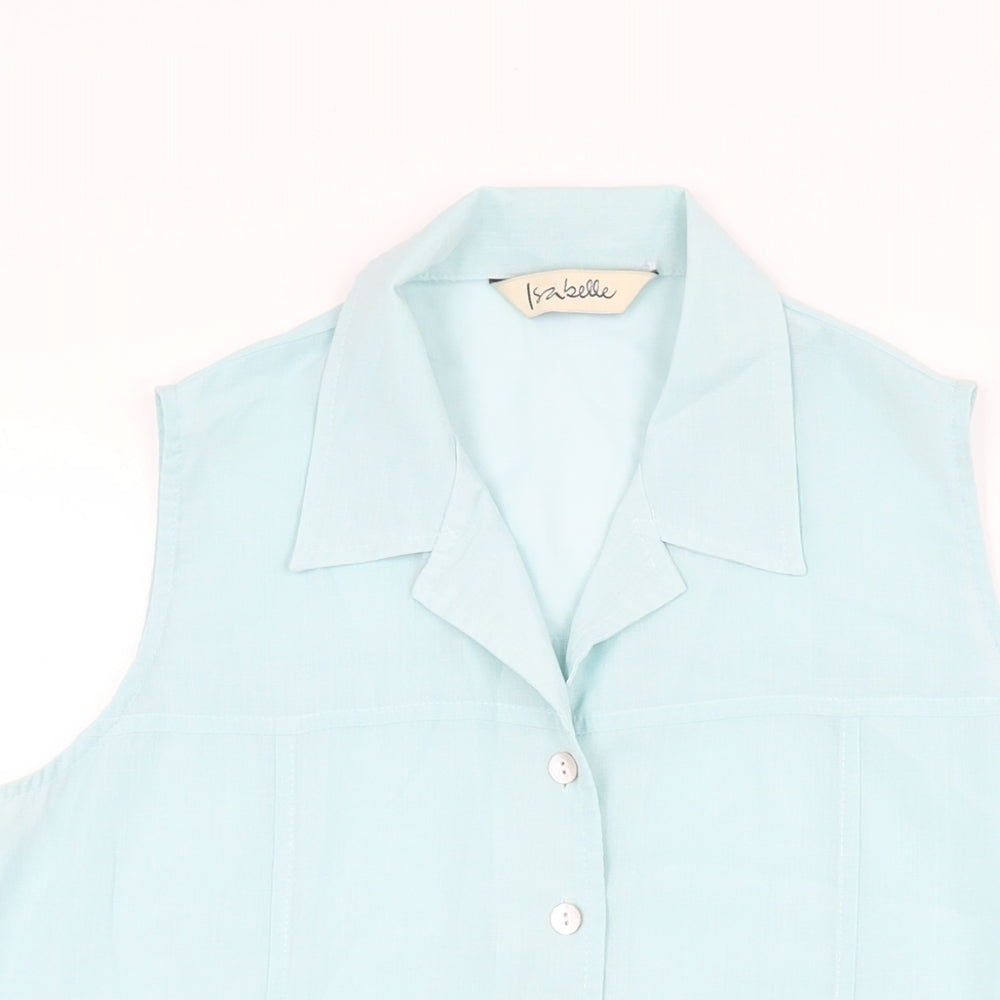 Womens UK Size 14 Isabelle Blue Basic Button-Up