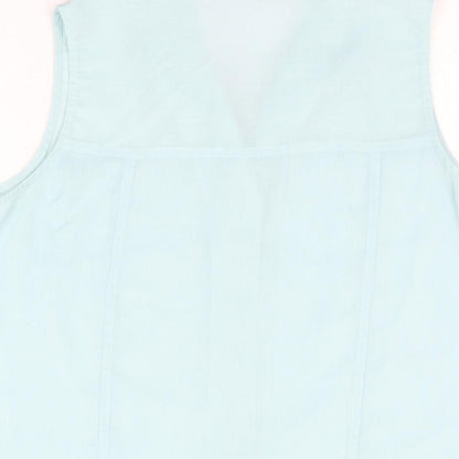 Womens UK Size 14 Isabelle Blue Basic Button-Up