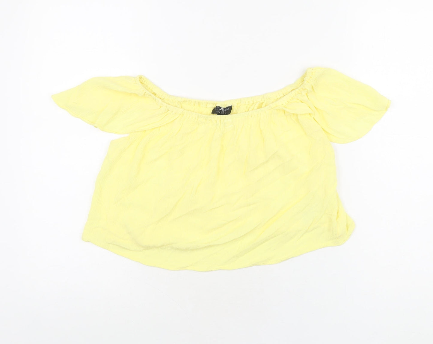 Womens UK Size 6 Topshop Yellow Cropped T-Shirt