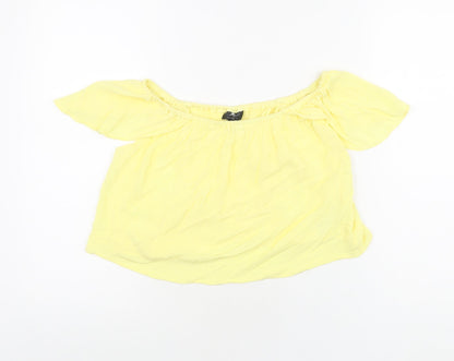Womens UK Size 6 Topshop Yellow Cropped T-Shirt
