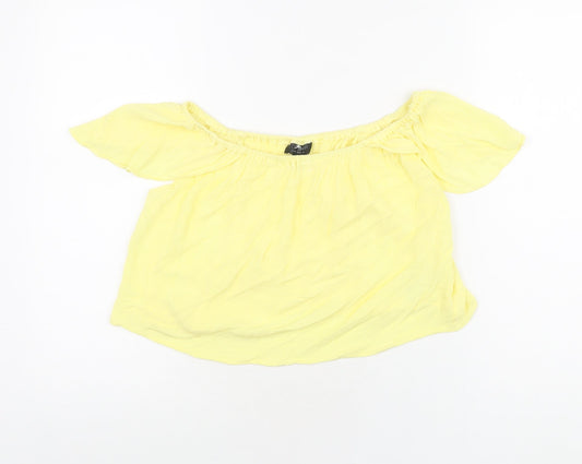 Womens UK Size 6 Topshop Yellow Cropped T-Shirt