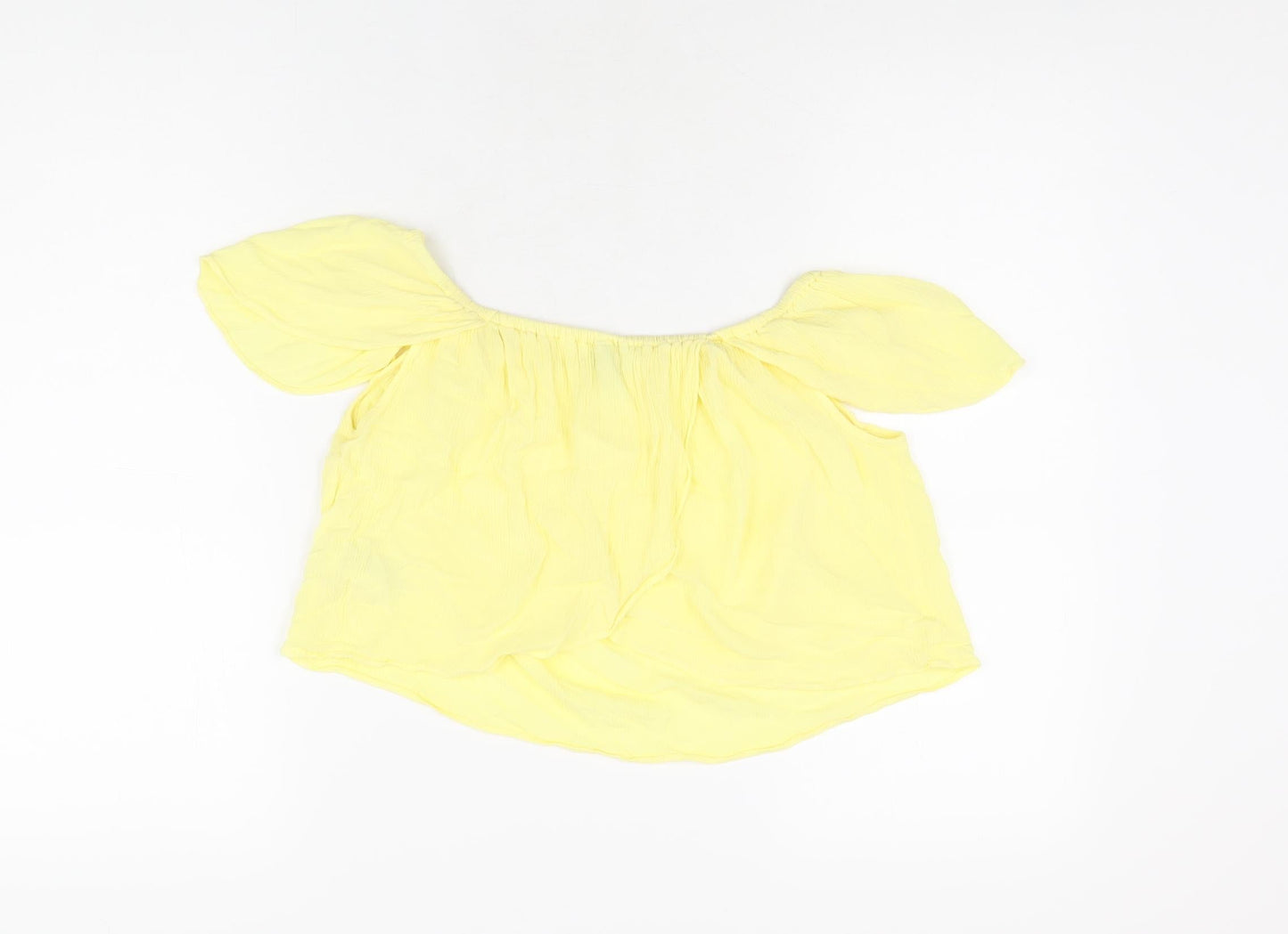 Womens UK Size 6 Topshop Yellow Cropped T-Shirt