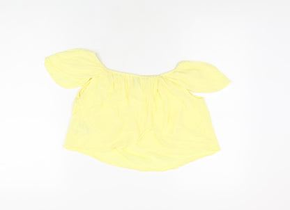 Womens UK Size 6 Topshop Yellow Cropped T-Shirt