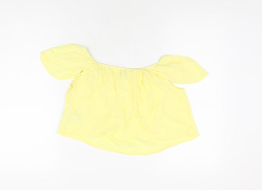 Womens UK Size 6 Topshop Yellow Cropped T-Shirt