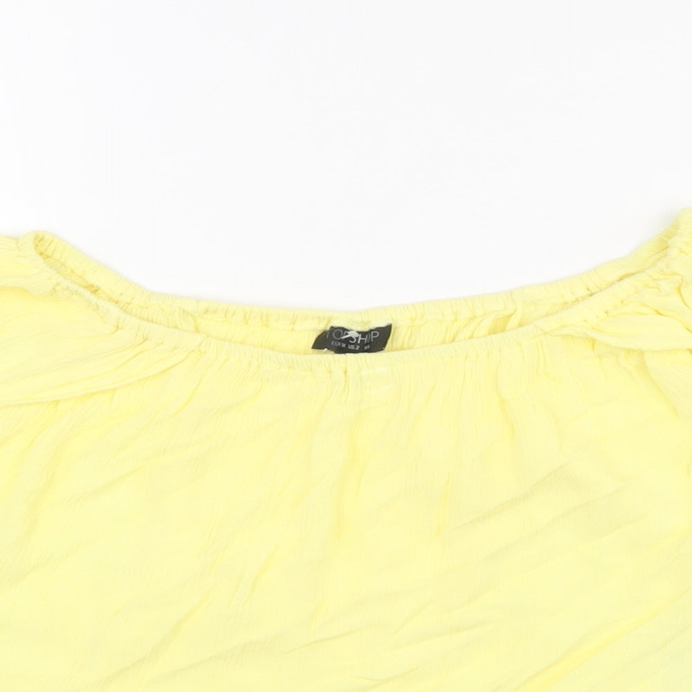 Womens UK Size 6 Topshop Yellow Cropped T-Shirt