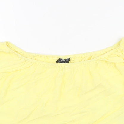 Womens UK Size 6 Topshop Yellow Cropped T-Shirt