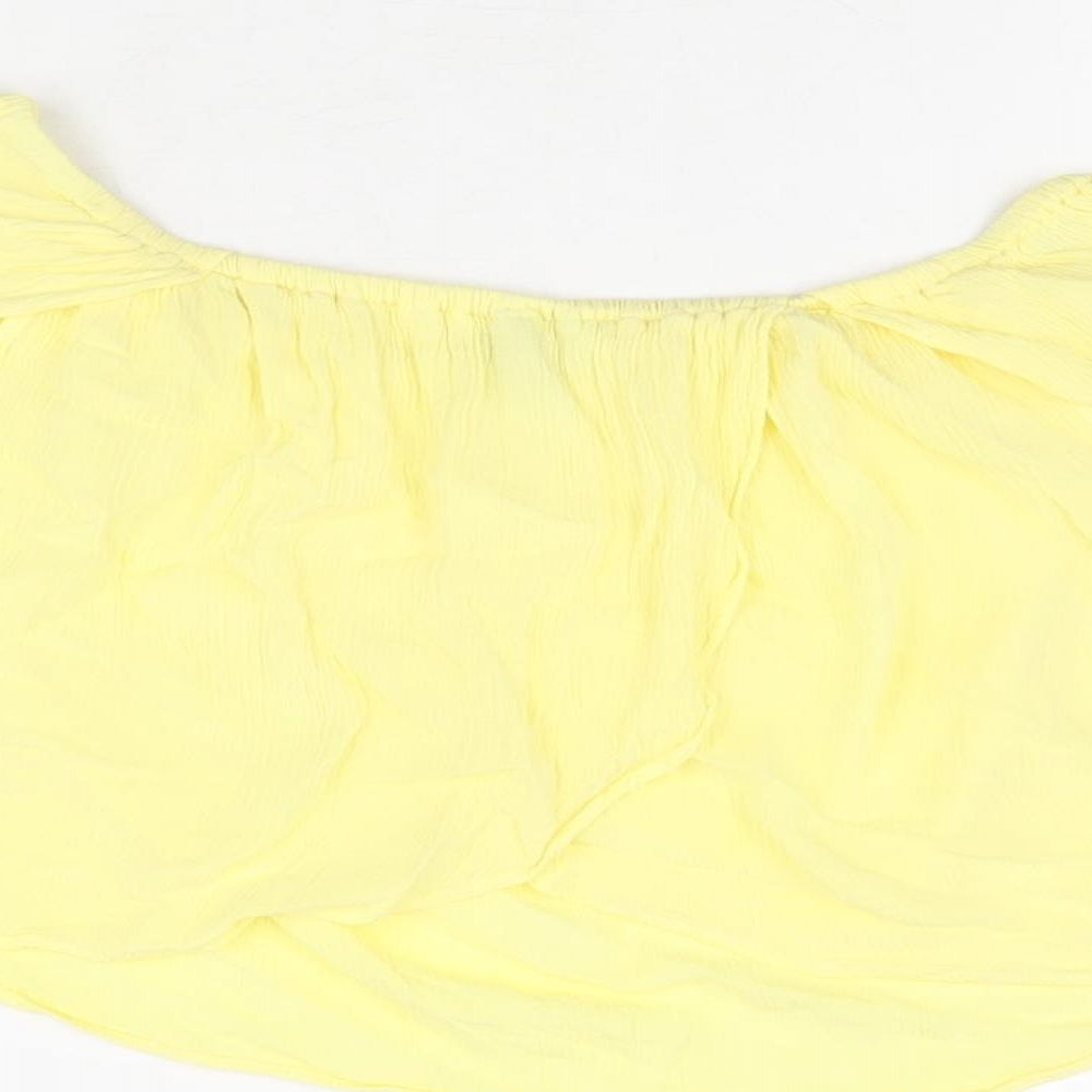 Womens UK Size 6 Topshop Yellow Cropped T-Shirt