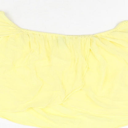 Womens UK Size 6 Topshop Yellow Cropped T-Shirt