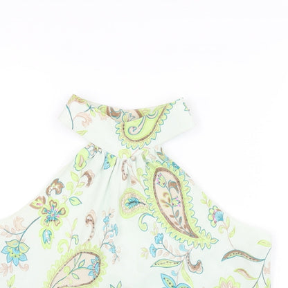 Autograph Womens Blue Paisley Silk Basic T-Shirt Size 14 Halter