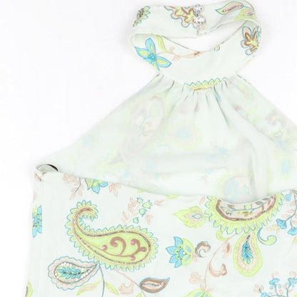 Autograph Womens Blue Paisley Silk Basic T-Shirt Size 14 Halter